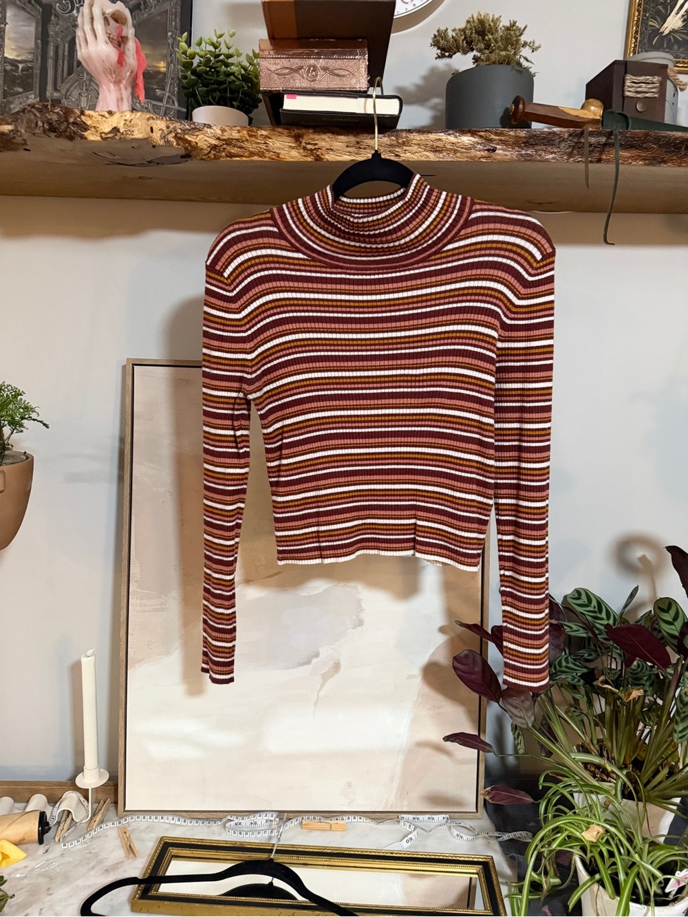 Striped Pink Republic Turtleneck Long-Sleeve Crop Top - Multi